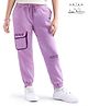 Arias Cotton Knit Full Length Jogger with Text Print - Purple