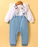 Kookie Kids Full Sleeves Solid Colour Romper with Bear Applique  - Light Blue