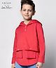 Arias Looper Knit Full Sleeves Solid Hooded T-Shirt - Red