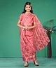 SHRITHI Fashion Fab Organza Half Sleeves Floral Printed Ready To Wear Saree - Pink