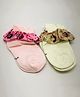 Kid-O-World Pack of 2 Bow Printed & Ruffle Detailed Socks Set -Light Pink And Yellow