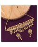 Mansiyaorange Matte Gold Lakshmi Motif Kempu Stone Necklace Heavy Choker Jewellery Sets For Women