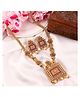 Mansiyaorange Matte Golden Floral Design Kundan Stones Rani Haar Jewellery Sets For Women