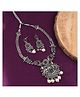 Mansiyaorange German Silver Floral Design Kempu Stone Long Rani Haar Jewellery Sets