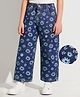 Babyhug Denim Full Length Stretch Jeans With Floral Print - Blue
