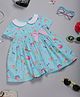One Friday Cotton Half Sleeves Ice Cream Printed  Dress - Aqua