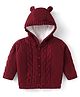 Babyhug Knit Full Sleeves Cable Knit Design Hooded Sweater with 3D Applique - Dark Red