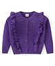 Babyhug Knitted Full Sleeves Front Open  Sweater with Cable Knit Design - Purple
