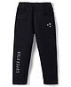 Babyhug Denim Full Length With Stretch Jeggings Text Embroidery - Black