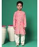 READIPRINT Full Sleeves Floral Printed Kurta With Pyjama - Peach