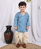 Polka Tots Cotton Full Sleeve Floral Embroidered Kurta  Dhoti  - Blue