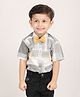 Polka Tots Cotton Half Sleeves Abstract Printed Shirt With Attached  Bow Tie  - Beige