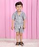 Polka Tots Cotton  Half Sleeves Striped Shirt & Short Set  - Blue