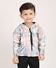 Polka Tots Cotton Full Sleeves Checked Hooded  Shirt  - Blue