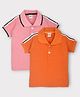 Kiwi  100% Cotton Pack Of 2 Half Sleeves Shoulder Tapped Polo Tee - Pink & Orange