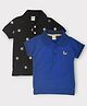 Kiwi  100% Cotton Pack Of 2 Half Sleeves Stars & Brand Name Initials Embroidered Polo Tee - Blue & Black