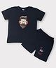 Hrit Cotton Half Sleeves Man Printed Tee & Shorts Set - Blue