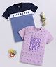 TOONYPORT Pack Of 2 Cotton Half Sleeves Leaves & Text  Printed Tees -   Multi Color