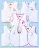 Babyhug Interlock Knit Sleeveless Front Open Vests With Animal Print Pack of 5 - White