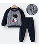 Kookie Kids Raglan Sleeves  Winter Wear Suit with Space Theme Print - Grey
