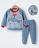 Kookie Kids Full Raglan Sleeves Winter Wear Sweatshirt & Lounge Pant Set with Whale Embroidery - Light  Blue
