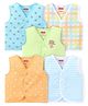 Babyhug 100% Cotton Woven Sleeveless Front Open Jhablas With Stripes & Animal Prints Pack of 5 - Multicolour