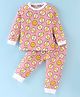 Ollypop Sinker Knit Full Sleeves Printed T-Shirt & Lounge Pants Co-Ord Set - Pink