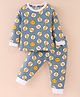 Ollypop Sinker Knit Full Sleeves Printed T-Shirt & Lounge Pants Co-Ord Set - Polo Blue