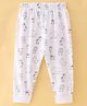 Ollypop Sinker Knit Full Length Lounge Pant Wild Animals  Print - White