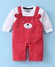 Be Baby Fleece Knit  Winter Wear Dungaree  with Full Sleeves T-Shirt Text & Bear Print - Red & White