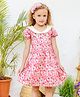 Tiny Twills Half Sleeves Floral Printed Dress - Pink