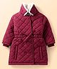 Babyhug Woven Full Sleeves High Neck Trench Coat with Quilt Design - Wine