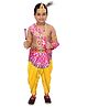 Kaku Fancy Dresses Janmashtami Theme Paisley Printed Krishna Costume Set - Pink