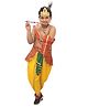 Kaku Fancy Dresses Janmashtami Theme Floral Printed Krishna Costume Set - Red