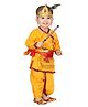 Kaku Fancy Dresses Janmashtami Theme Full Sleeves Kanha & Makhan Chor Text Printed Krishna Costume Set - Yellow