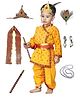 Kaku Fancy Dresses Janmashtami Theme Full Sleeves Abstract Printed Krishna Costume Set - Yellow