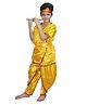 Kaku Fancy Dresses Janmashtami Theme Half Sleeves Dots Printed Krishna Costume Set - Yellow