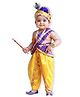 Kaku Fancy Dresses Janmashtami Theme Floral Printed Krishna Costume Set - Blue