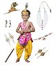 Kaku Fancy Dresses Janmashtami Theme Paisley Printed Krishna Costume Set - Pink