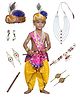 Kaku Fancy Dresses Janmashtami Theme Paisley Printed Krishna Costume Set - Pink