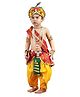 Kaku Fancy Dresses Janmashtami Theme Abstract Printed Krishna Costume Set - Red