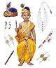 Kaku Fancy Dresses Janmashtami Theme Abstract Printed Krishna Costume Set - Yellow