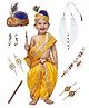 Kaku Fancy Dresses Janmashtami Theme Abstract Printed Krishna Costume Set - Yellow