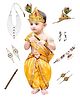 Kaku Fancy Dresses Janmashtami Theme Abstract Printed Krishna Costume Set - Yellow