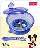 Babyhug Disney Mickey Mouse Designed Suction Bowl with Lid & Spoon Blue  - 300 ml