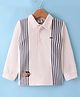 Kids Magic Cotton Knit Full Sleeves Collar Neck T-Shirt With Stripes Design - Cream