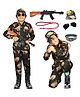 Sarvda Full Sleeves Camouflage Printed Indian Army Costume Set - Dark Green & Beige
