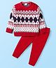 Babyhug Knitted Full Sleeves Pullover Sweater Set With Chevron Design - Red