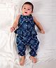 BownBee Pure Cotton Sleeveless Bandhani Printed Top Harem Set -  Blue