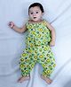 BownBee Pure Cotton Sleeveless Lion Printed Top Harem Set - Green